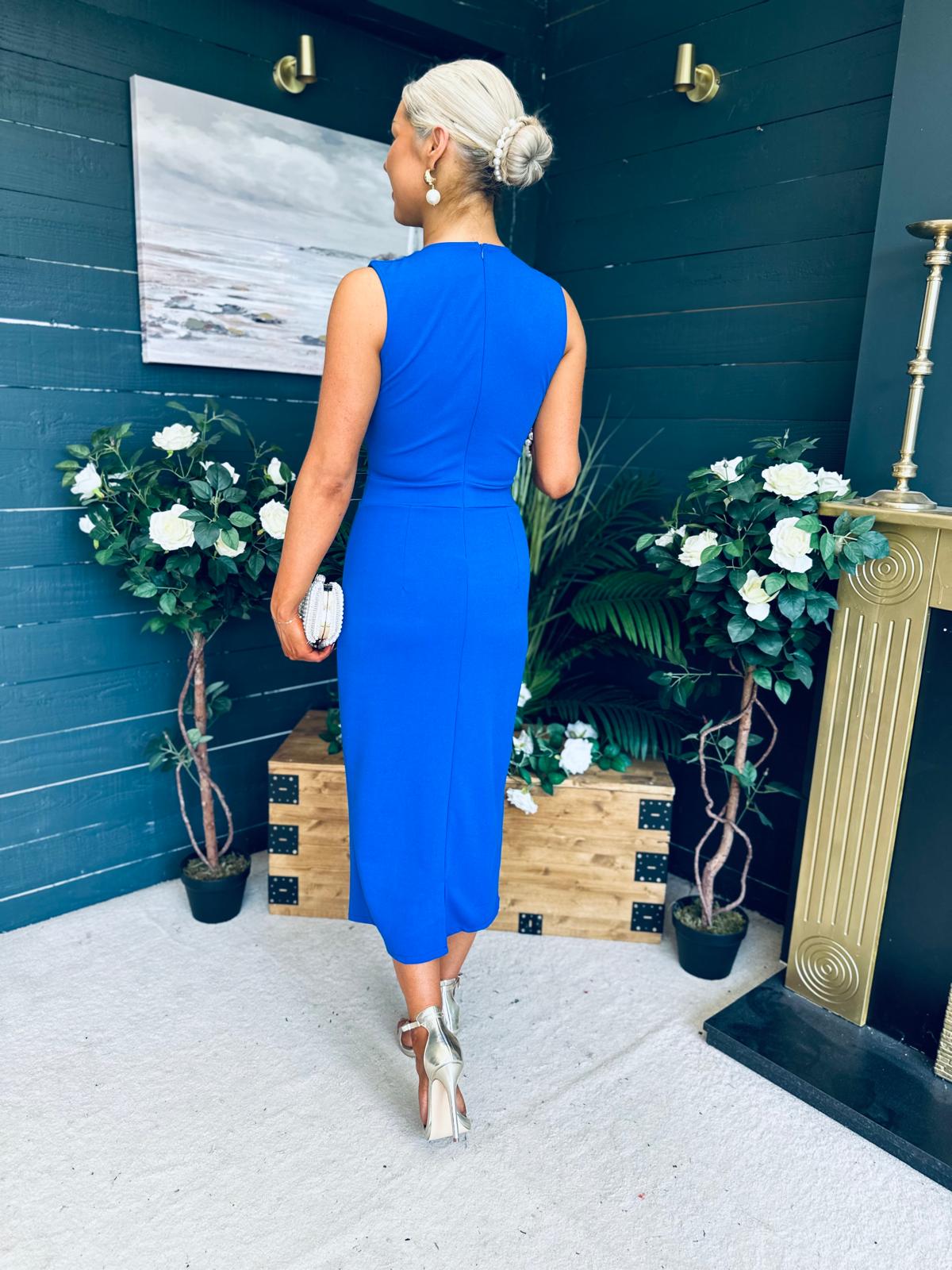 Liz Pearl Detailed Occasion Dress Cobalt