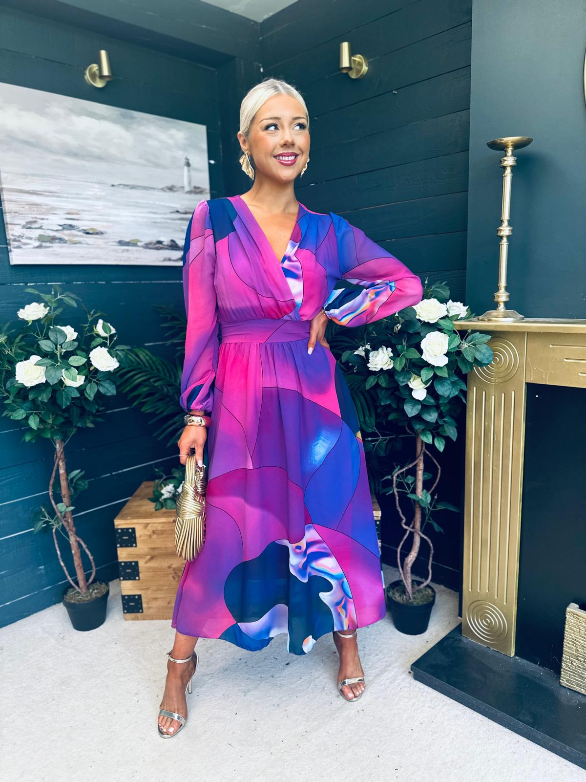 Tara Banded Midi Dress Violet