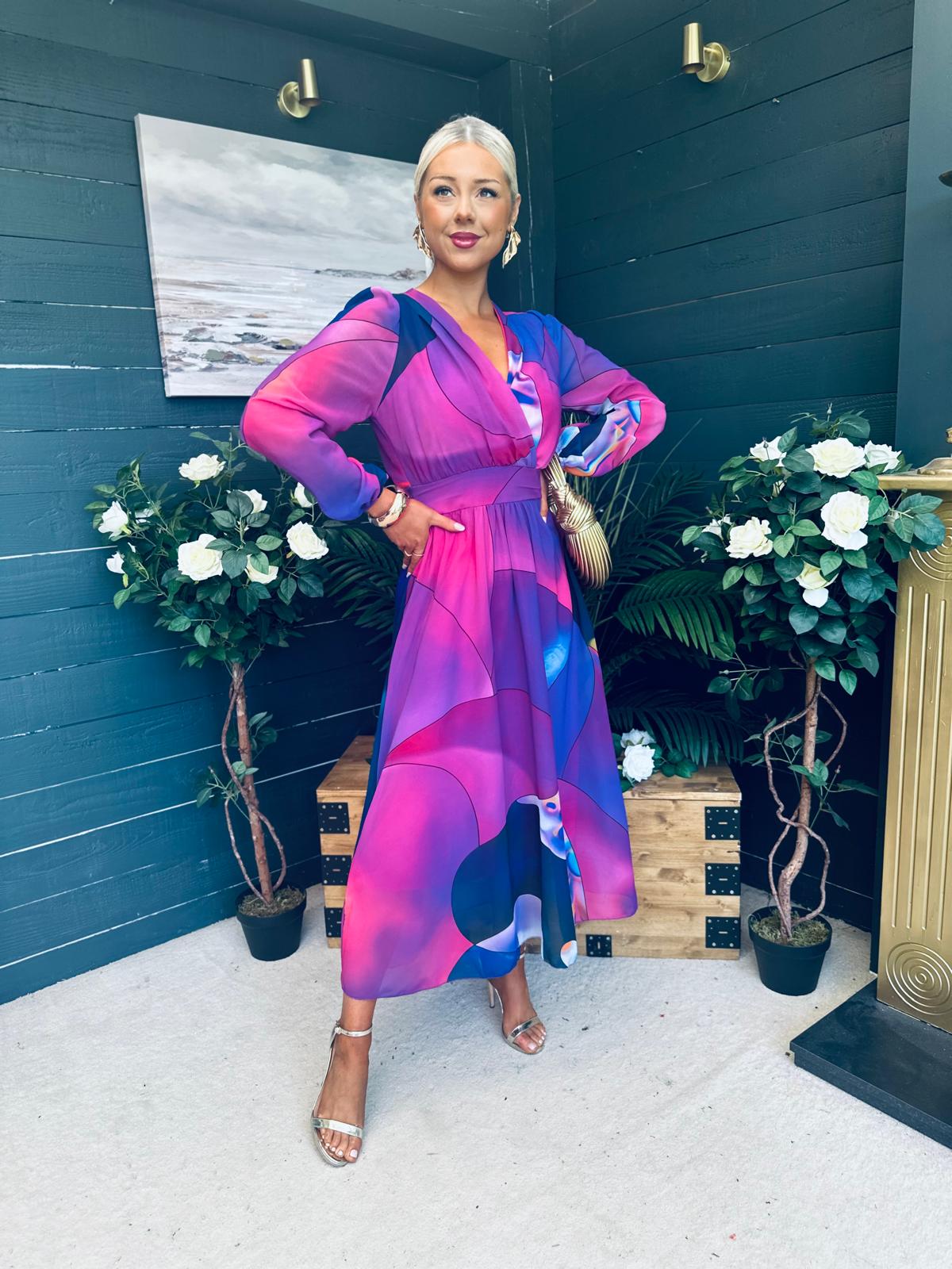 Tara Banded Midi Dress Violet