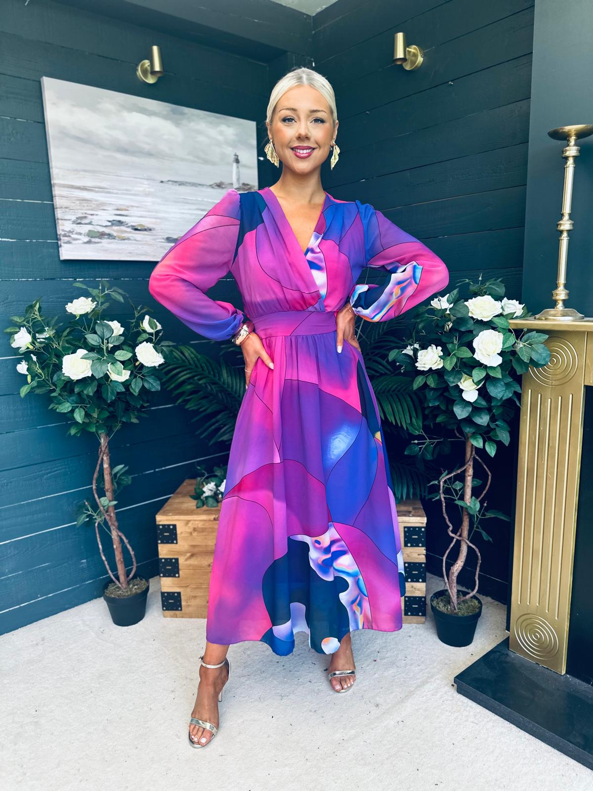 Tara Banded Midi Dress Violet