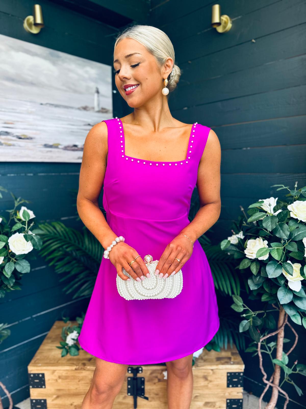 Colleen Peal & Bow Detail Mini Dress Orchid