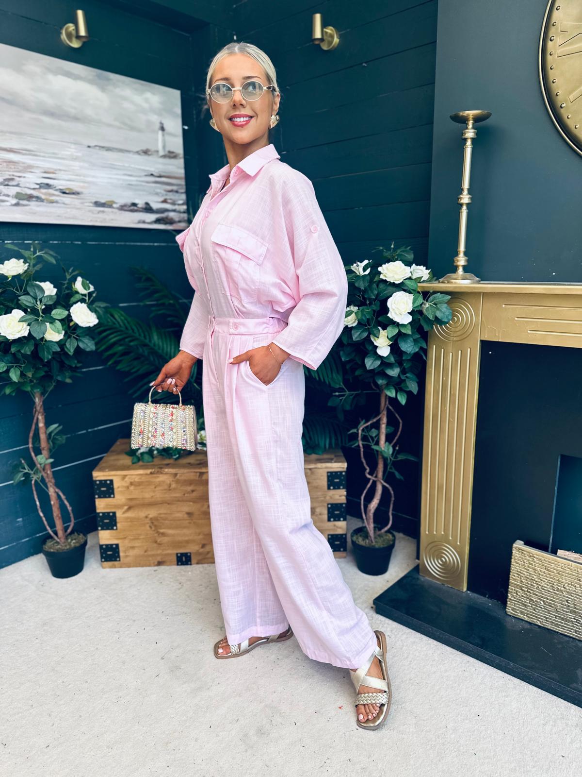 Ailish Detailed Jumpsuit Pwr Pink