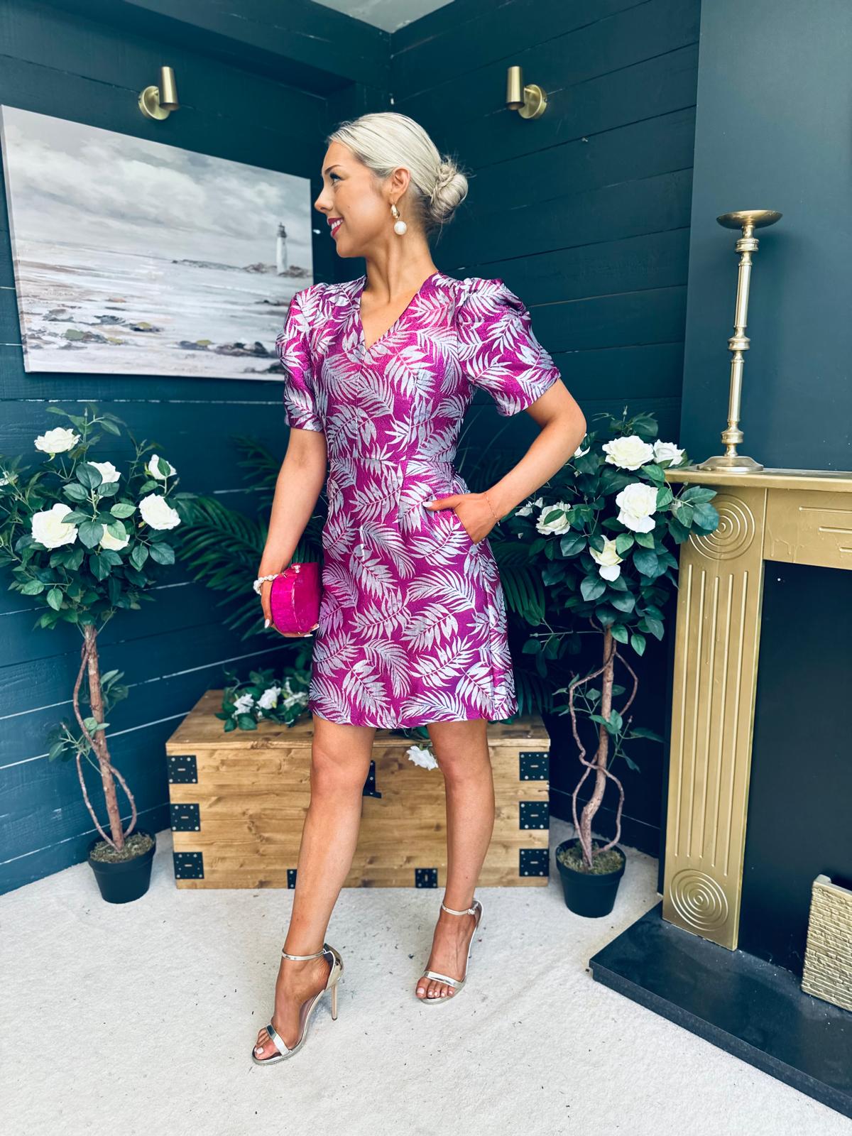 Fibi Puff Sleeve Mini Dress Purple