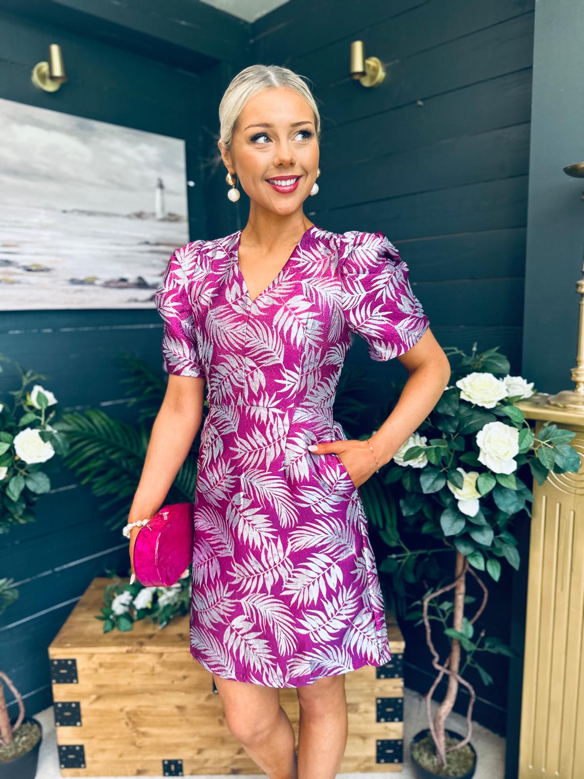 Fibi Puff Sleeve Mini Dress Purple