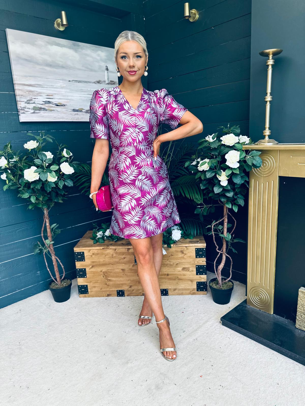 Fibi Puff Sleeve Mini Dress Purple