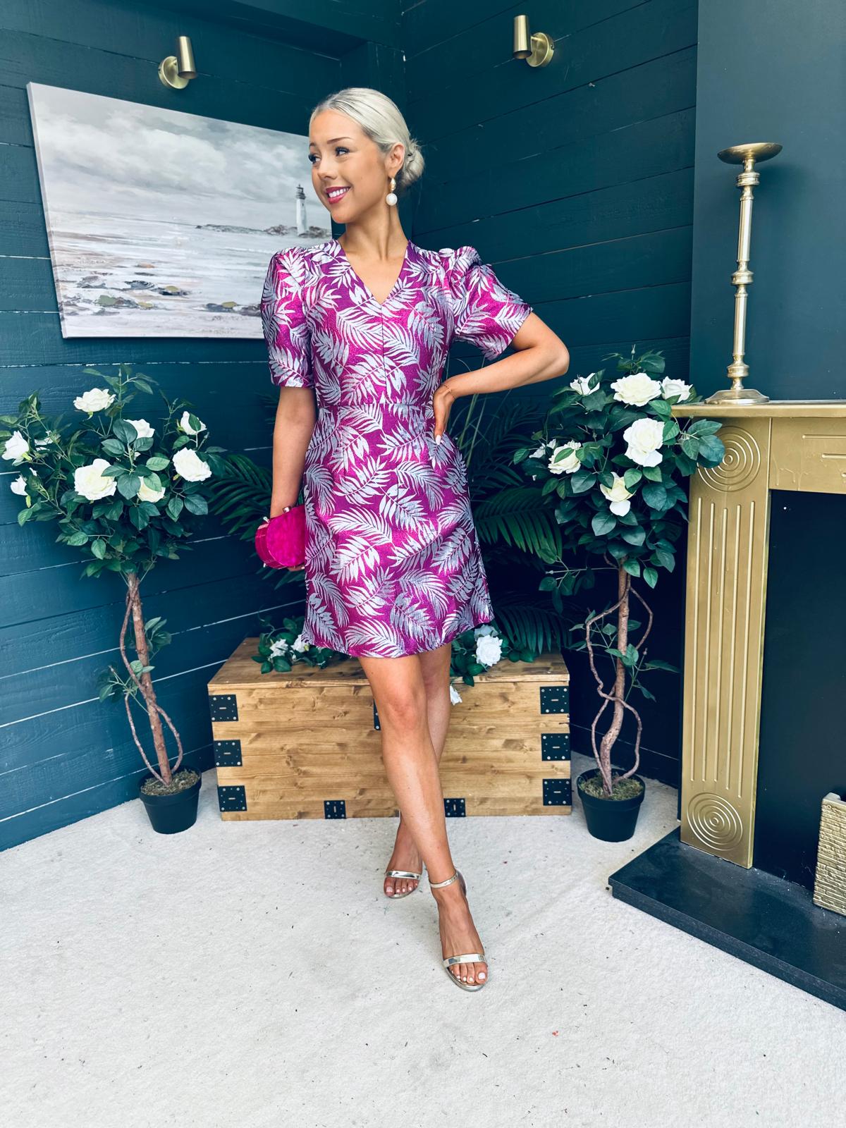 Fibi Puff Sleeve Mini Dress Purple
