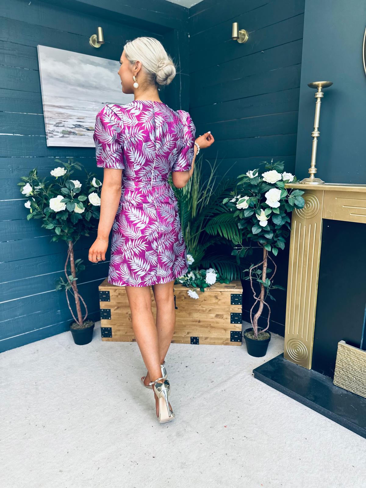 Fibi Puff Sleeve Mini Dress Purple