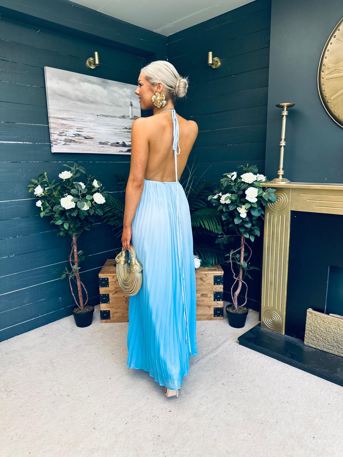 Steff Halterneck Occasion Dress Ombre Blue