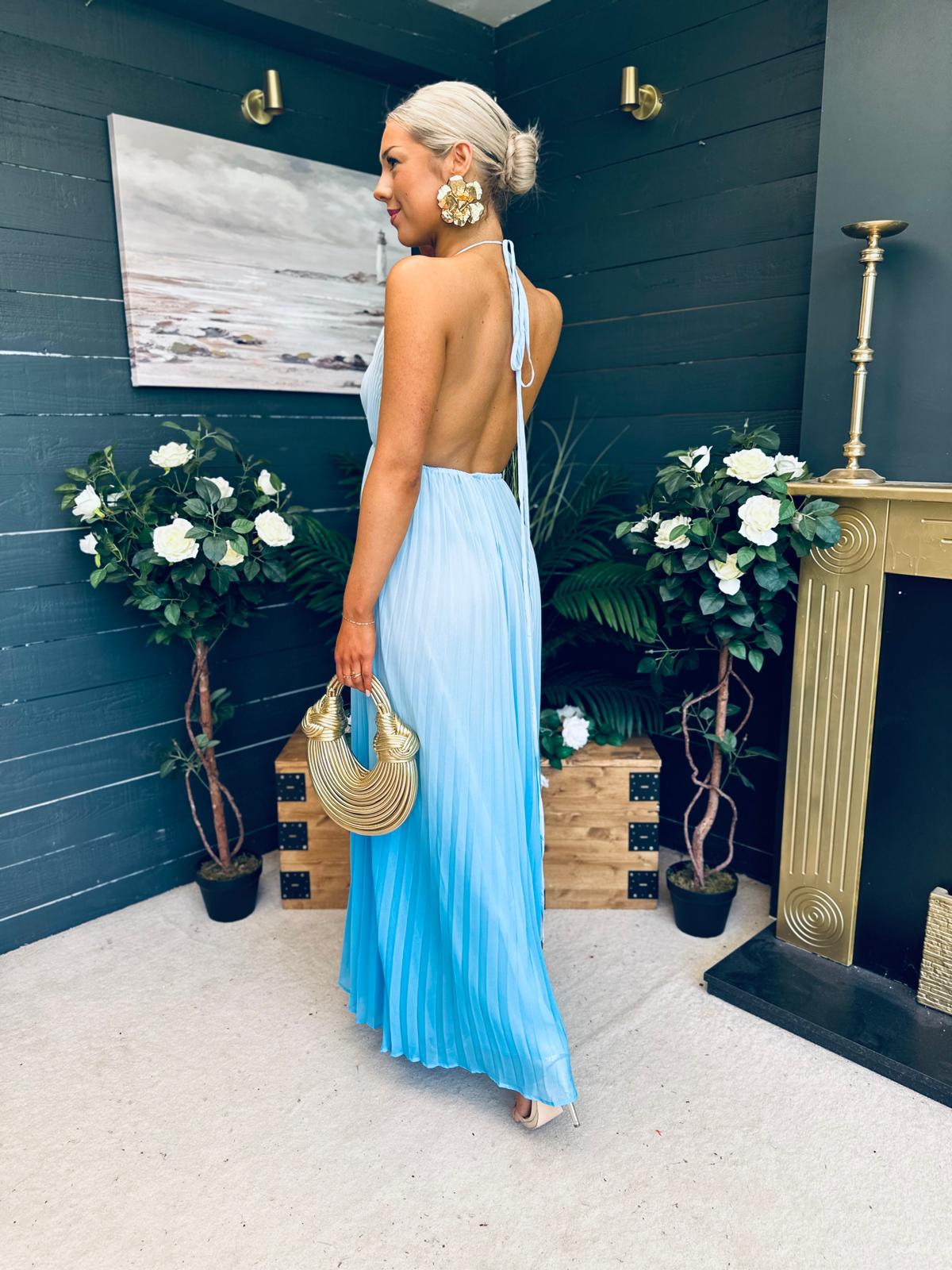 Steff Halterneck Occasion Dress Ombre Blue