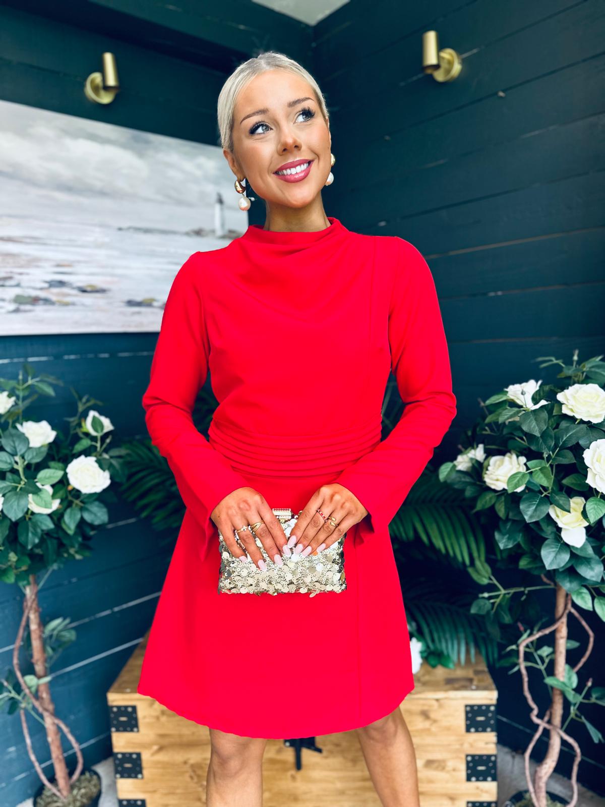 Harlow Detailed Mini Dress Red
