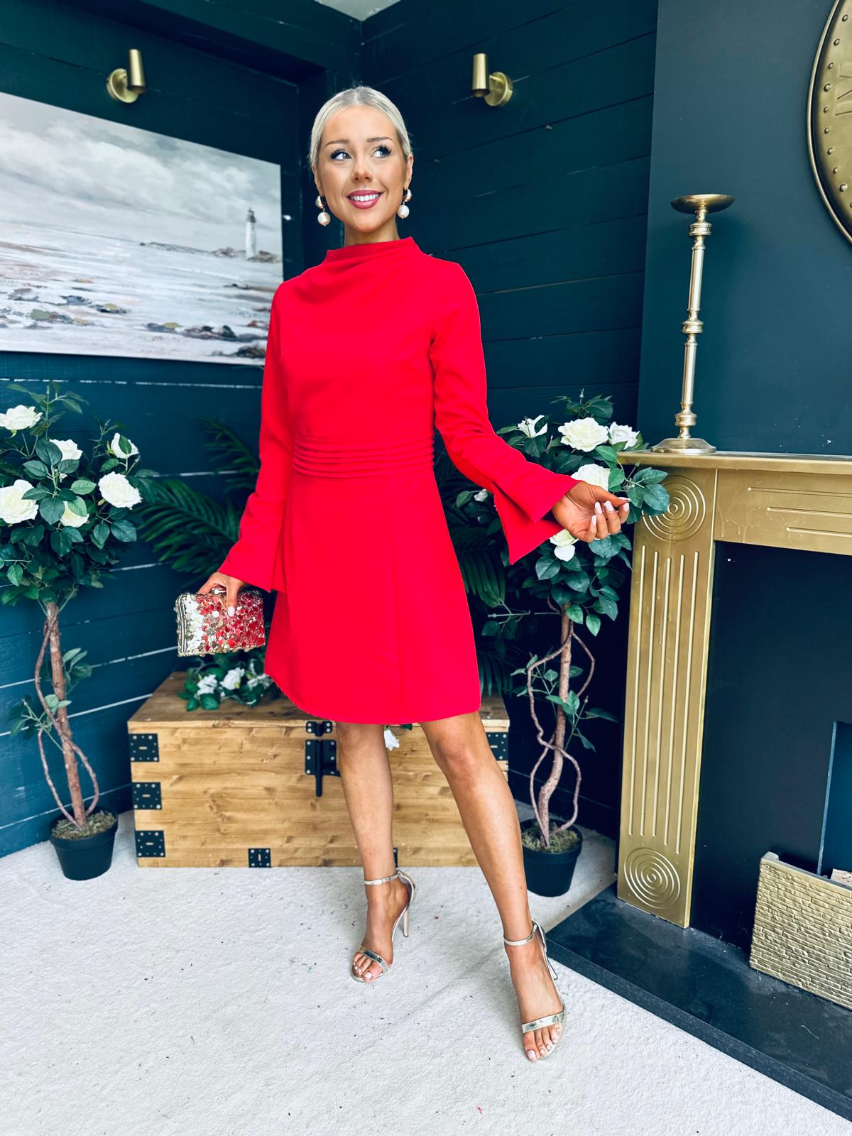 Harlow Detailed Mini Dress Red