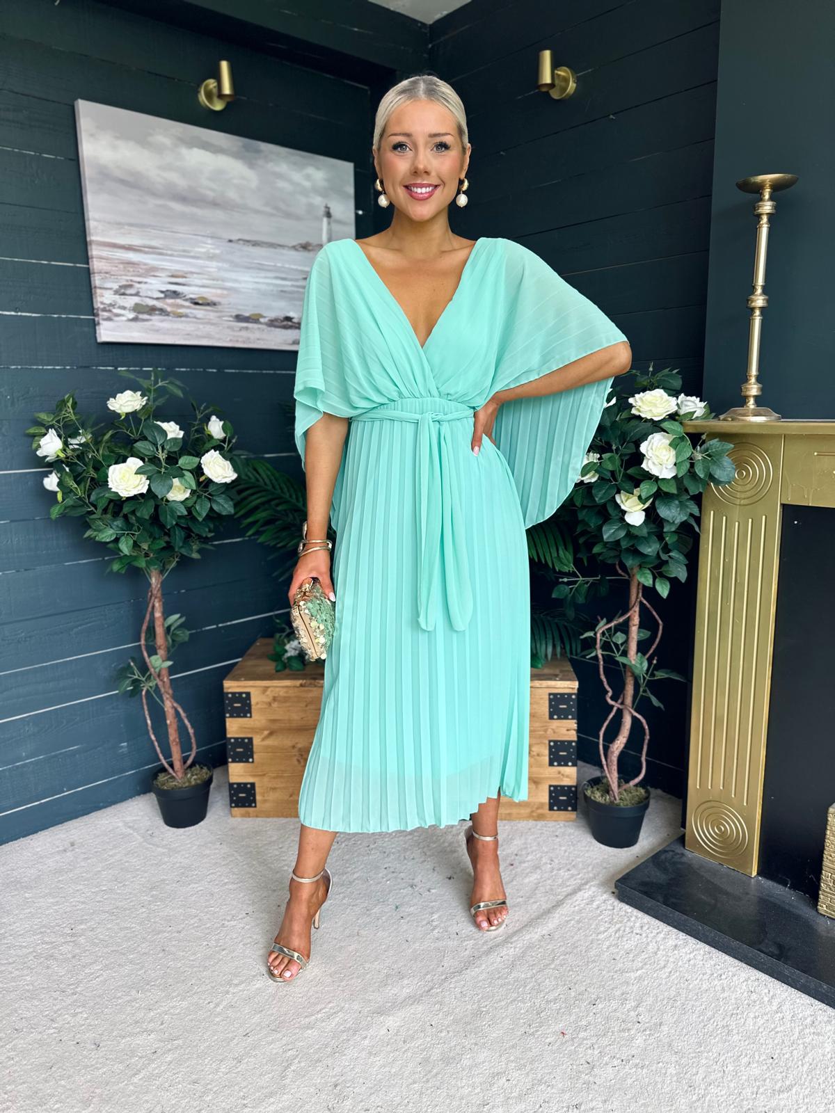 Caoimhe Cape Detail Occasion Dress Pastel