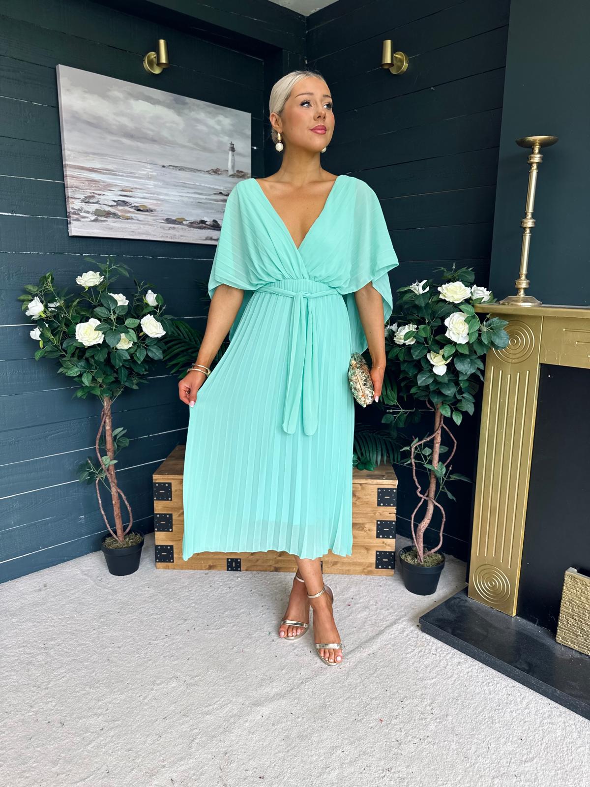 Caoimhe Cape Detail Occasion Dress Pastel