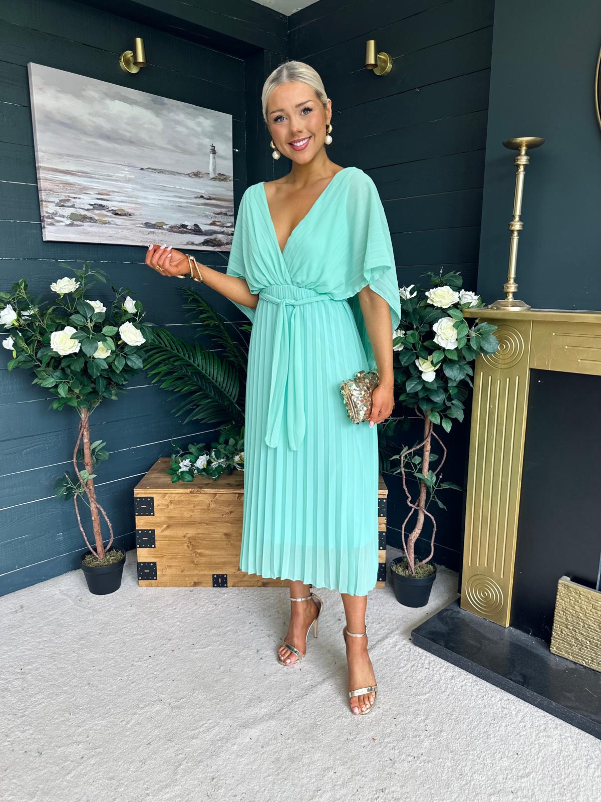Caoimhe Cape Detail Occasion Dress Pastel