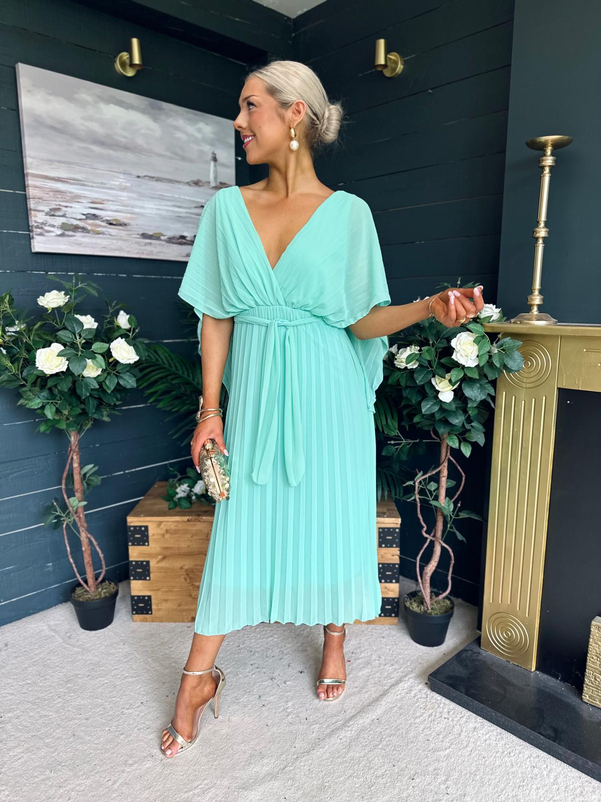 Caoimhe Cape Detail Occasion Dress Pastel