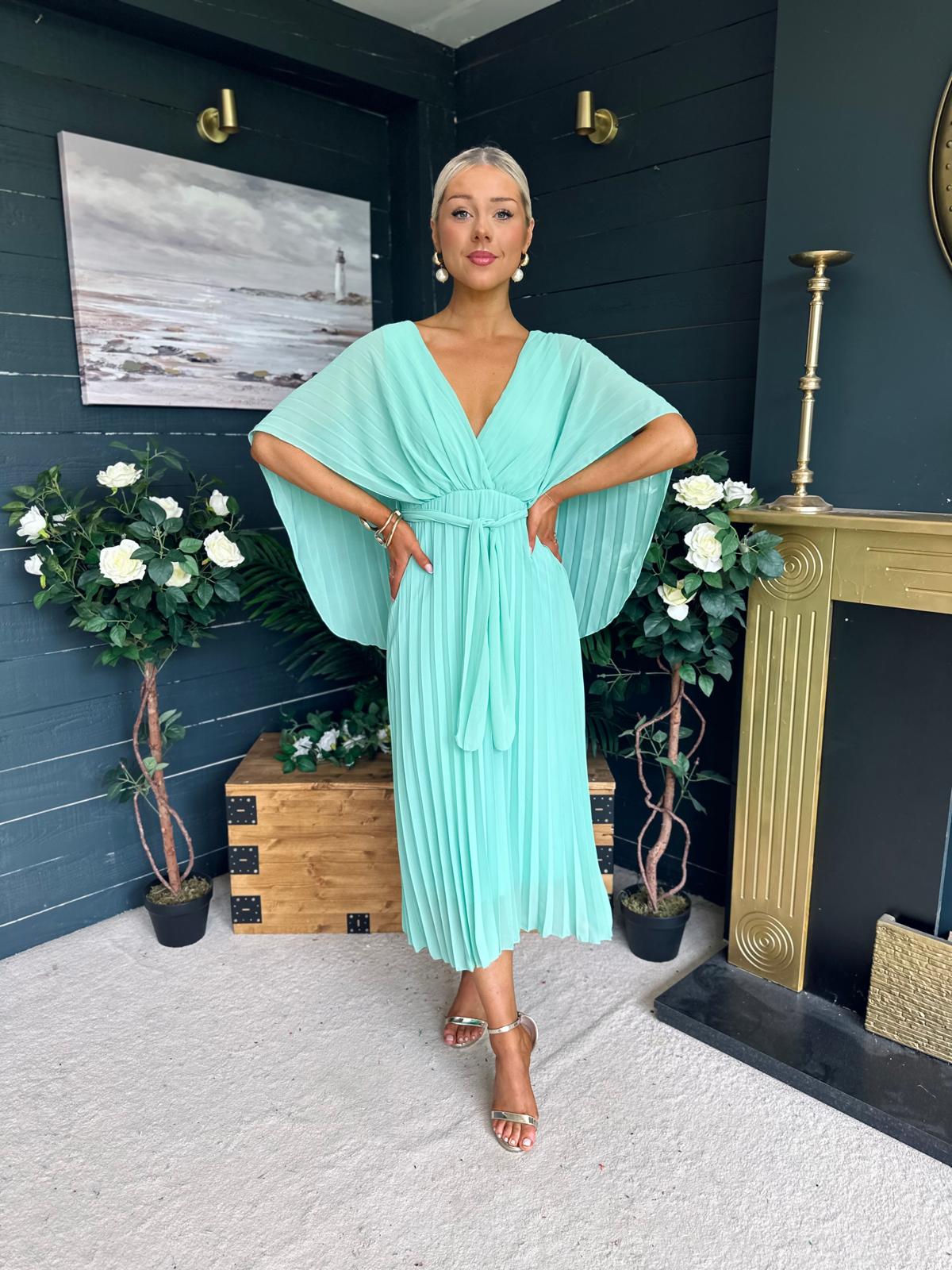 Caoimhe Cape Detail Occasion Dress Pastel