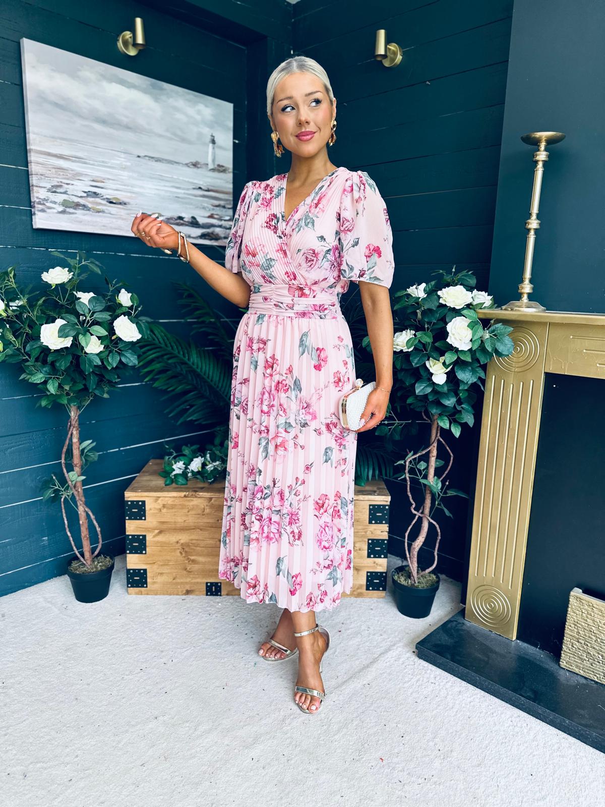 Simone Banded Midi Dress Blush