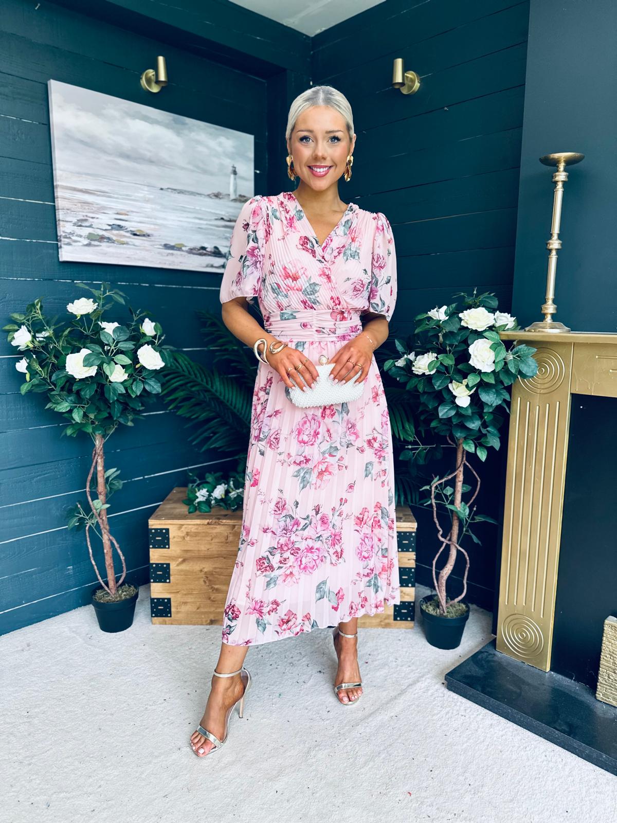 Simone Banded Midi Dress Blush