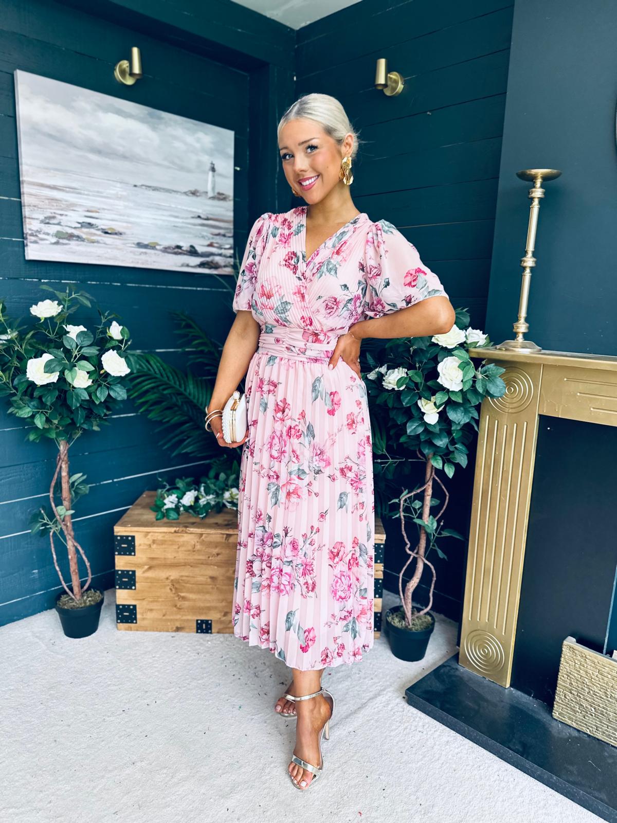 Simone Banded Midi Dress Blush
