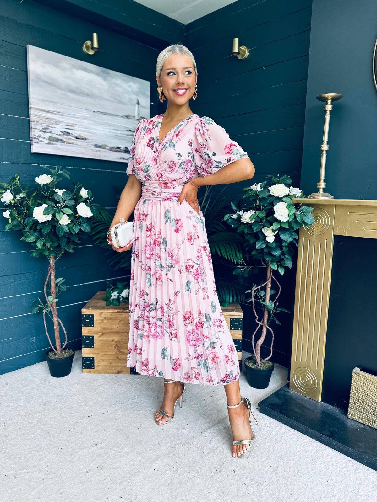 Simone Banded Midi Dress Blush