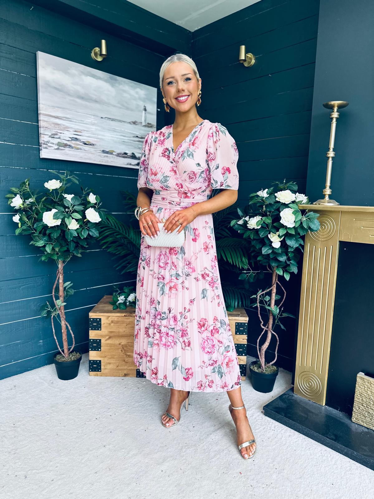 Simone Banded Midi Dress Blush