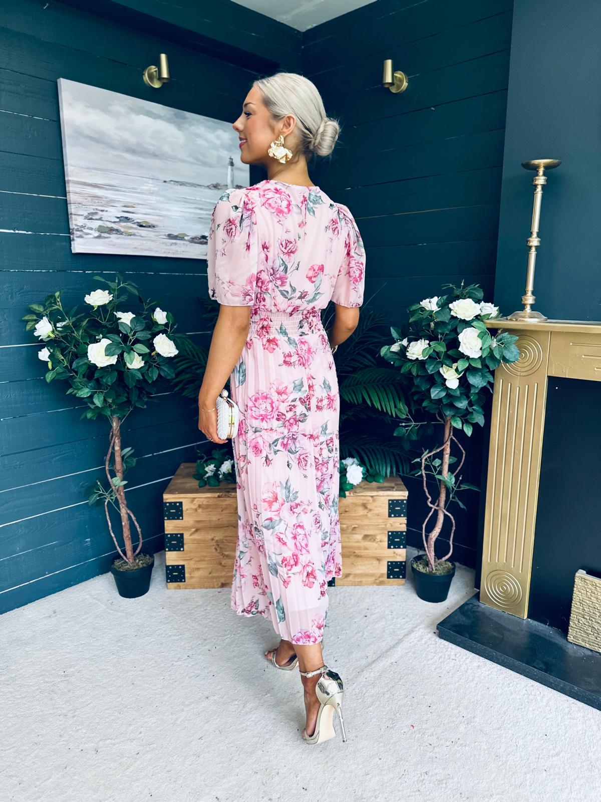 Simone Banded Midi Dress Blush
