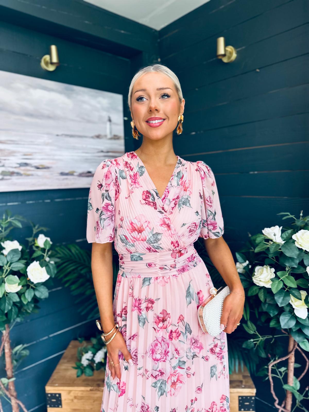 Simone Banded Midi Dress Blush