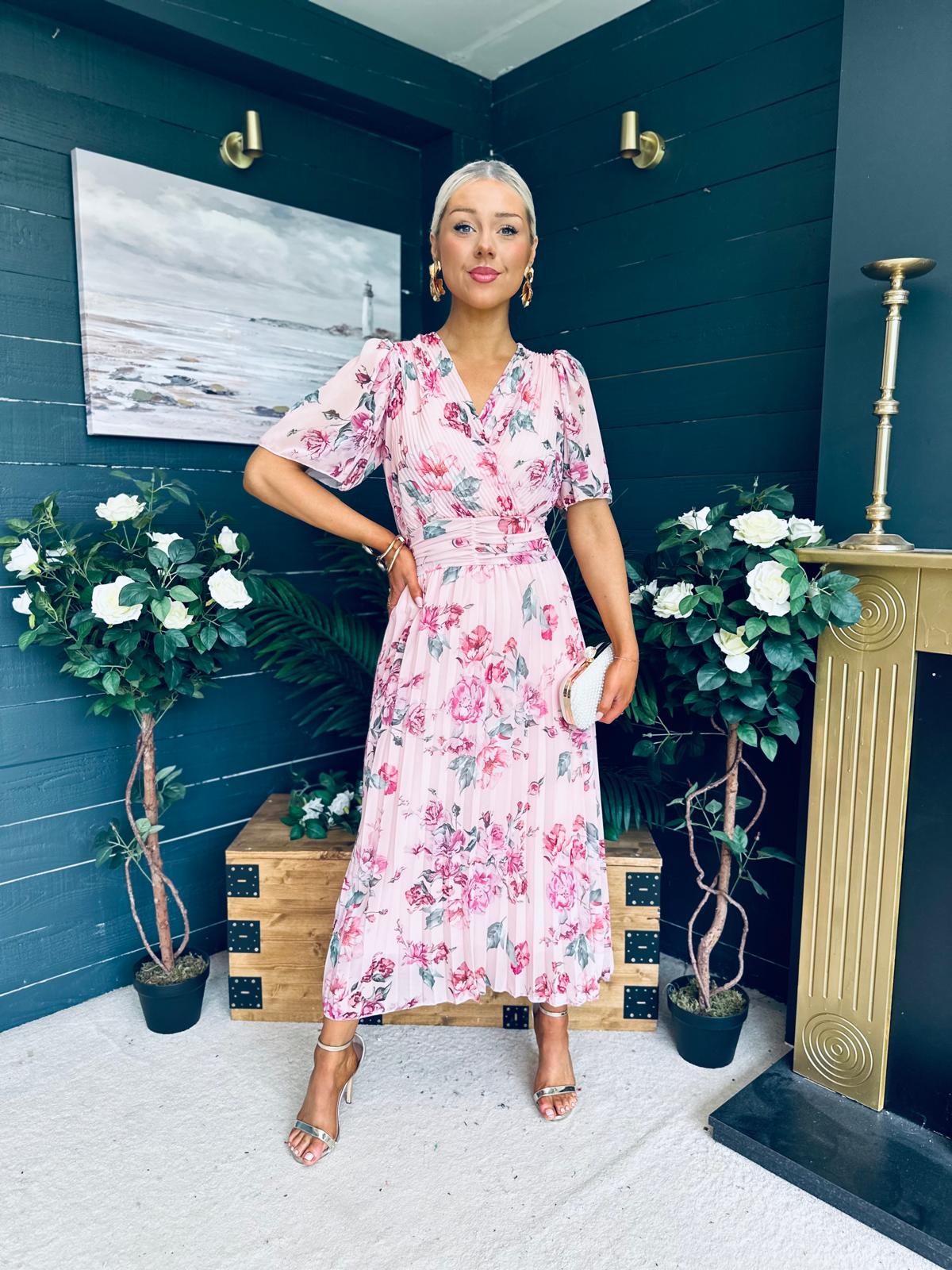Simone Banded Midi Dress Blush