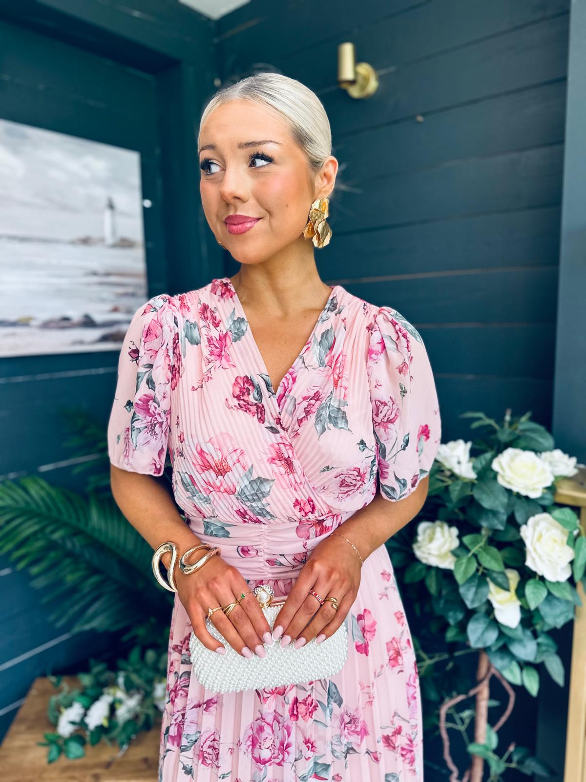 Simone Banded Midi Dress Blush