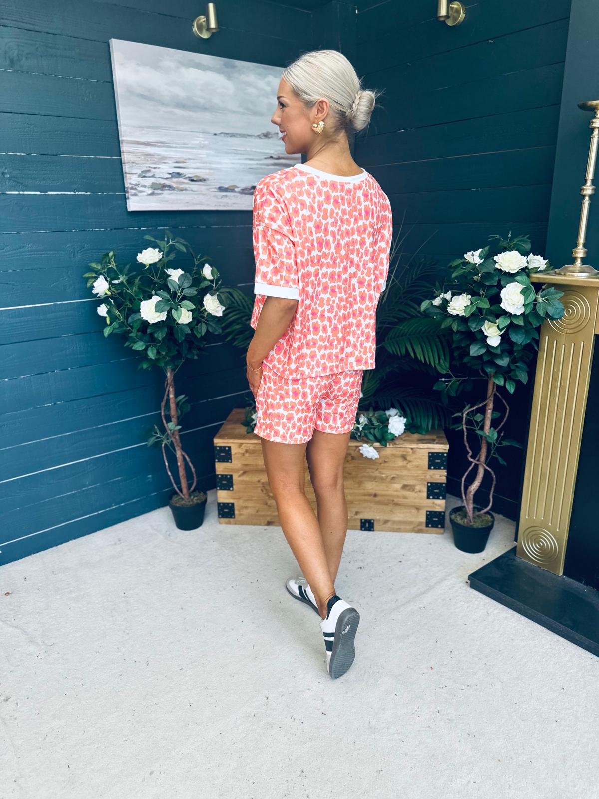 June Top And Short Set Pink & Orange