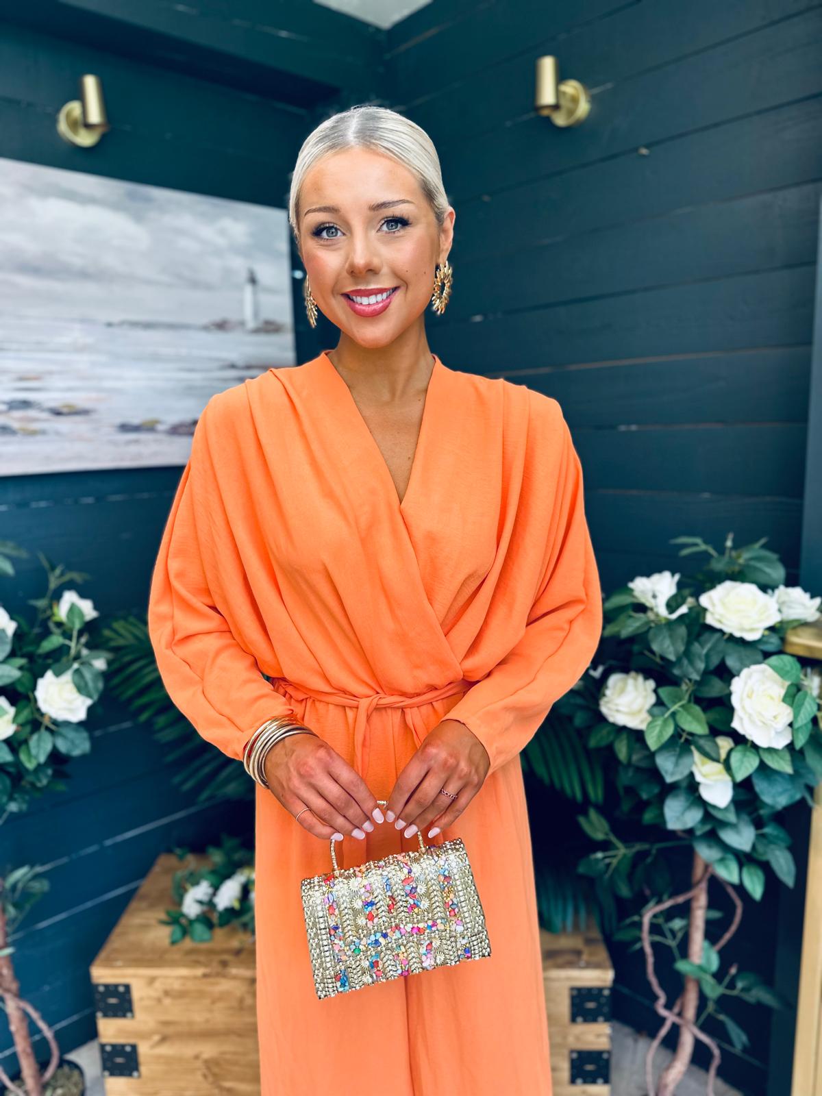 Dervla Detailed Jumpsuit Orange