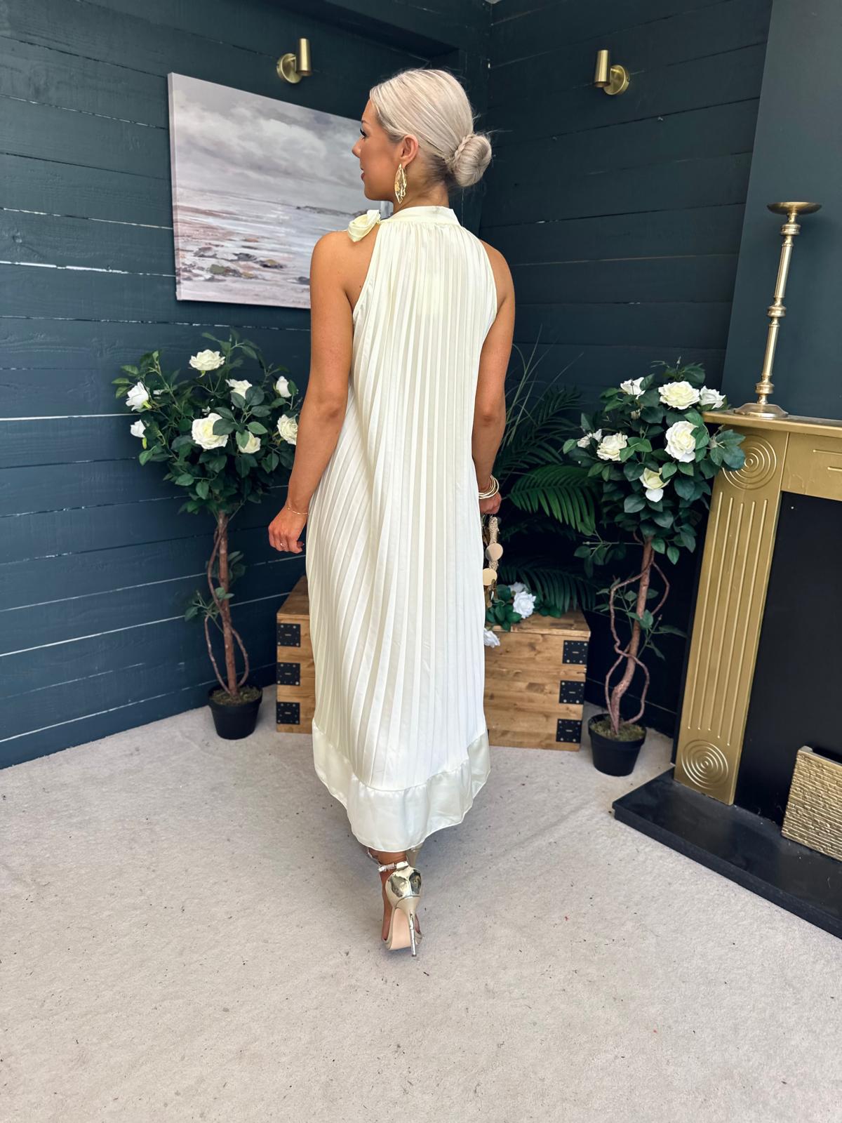 Lily Pleated Maxi Dress Yellow