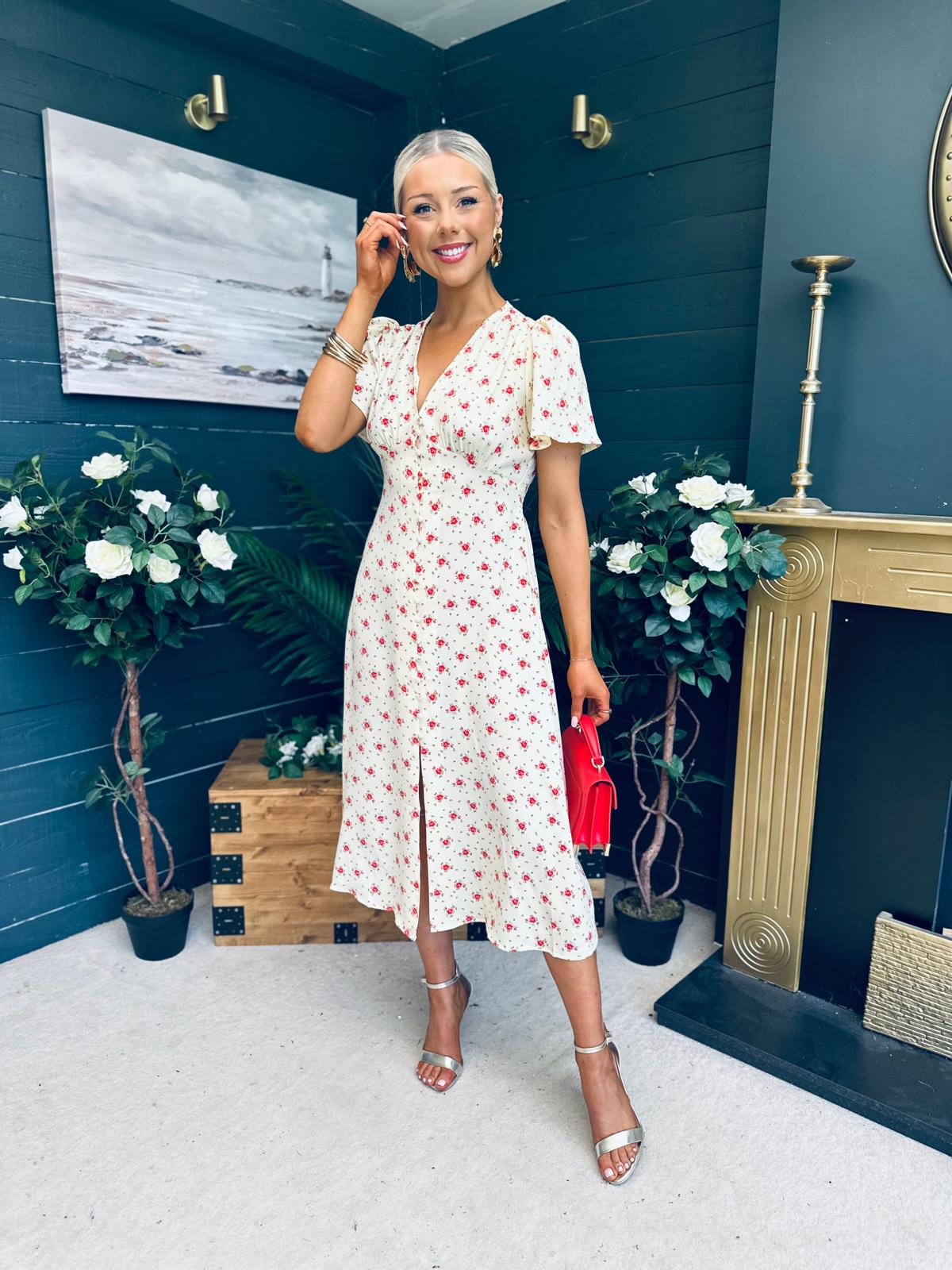 Liz Short Sleeve Shirt Dress Cream