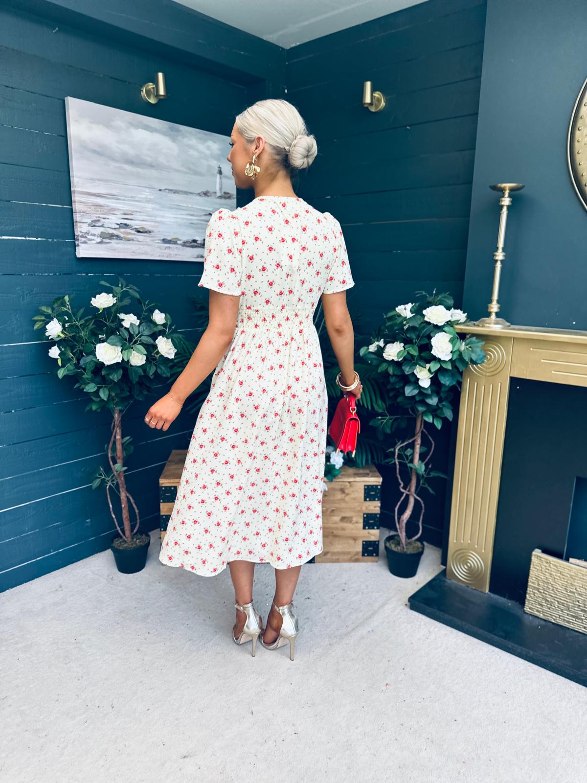 Liz Short Sleeve Shirt Dress Cream