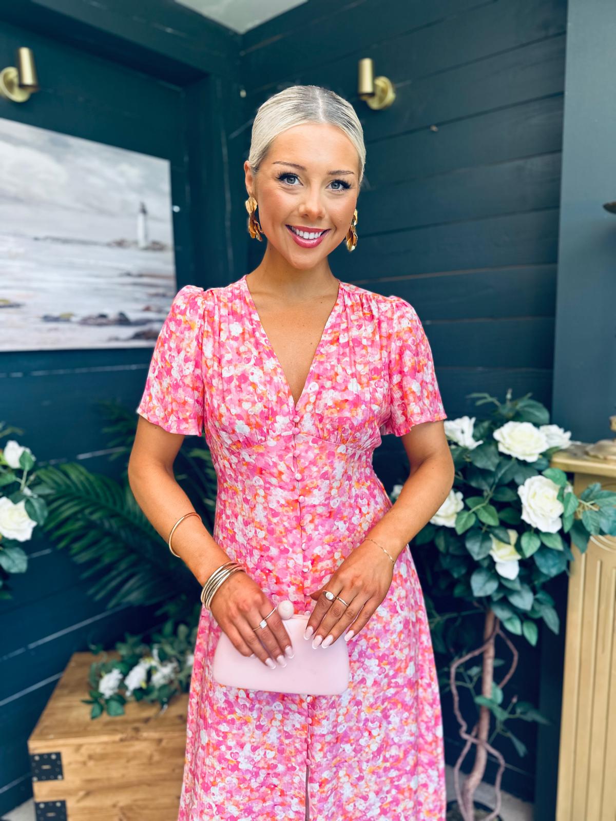 Liz Short Sleeve Shirt Dress Pink