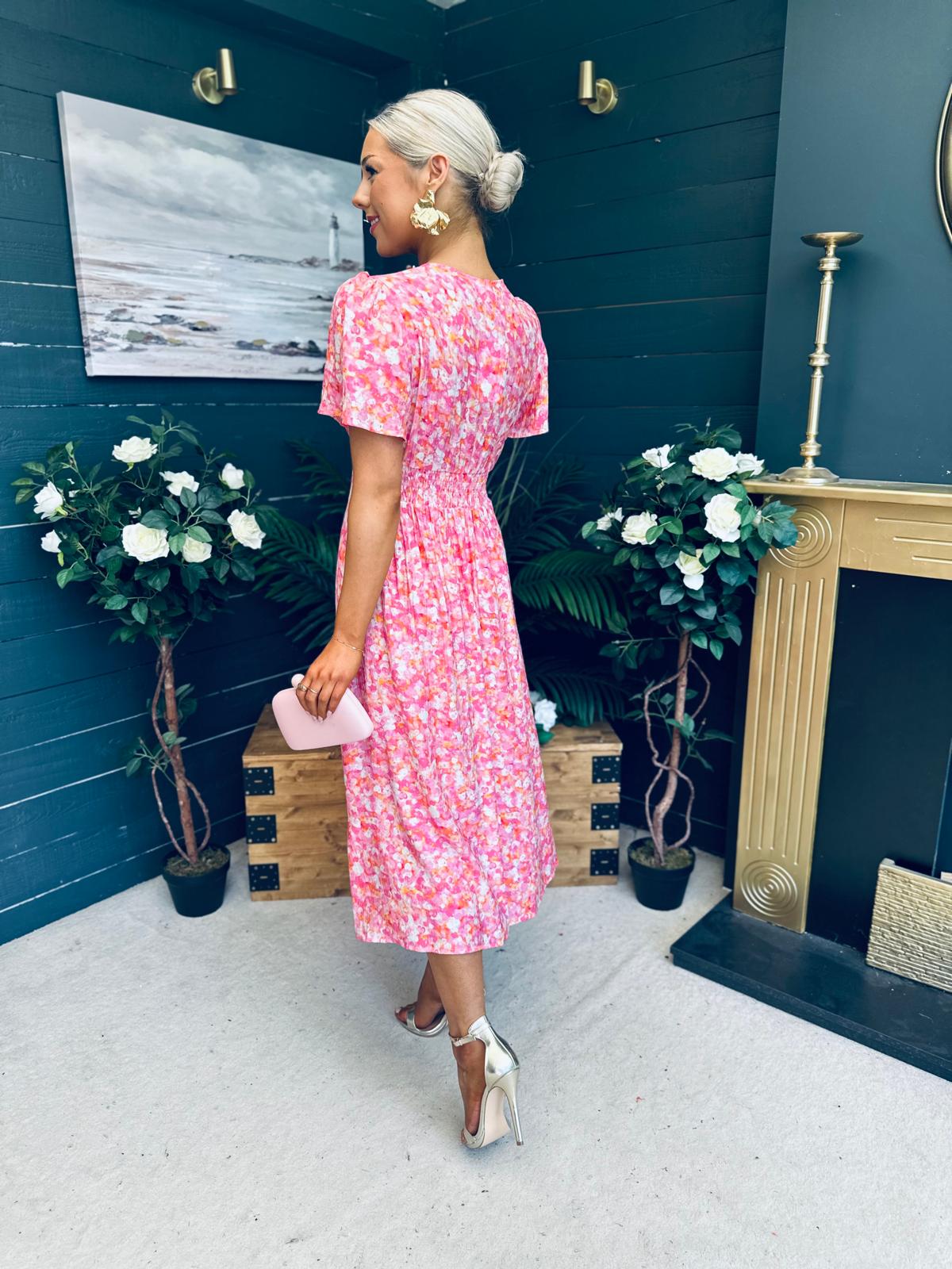 Liz Short Sleeve Shirt Dress Pink