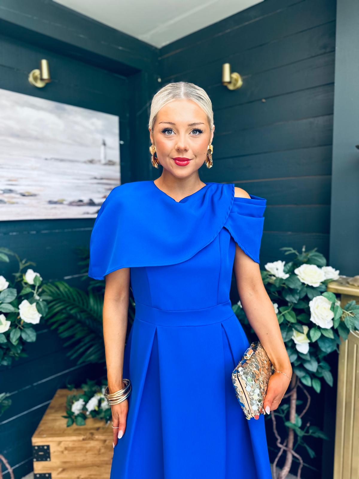 Lindsay Detailed Occasion Dress Cobalt