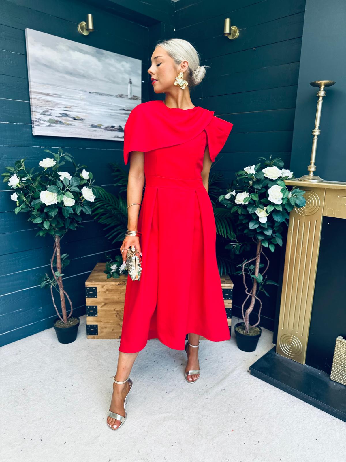 Lindsay Detailed Occasion Dress Red