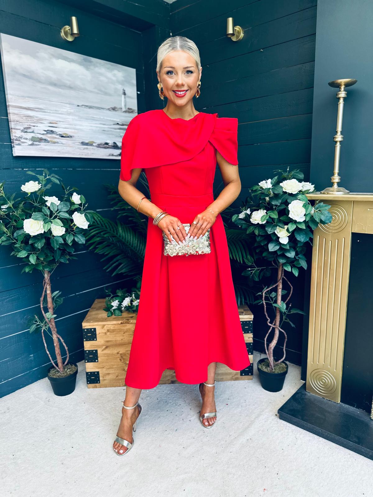 Lindsay Detailed Occasion Dress Red