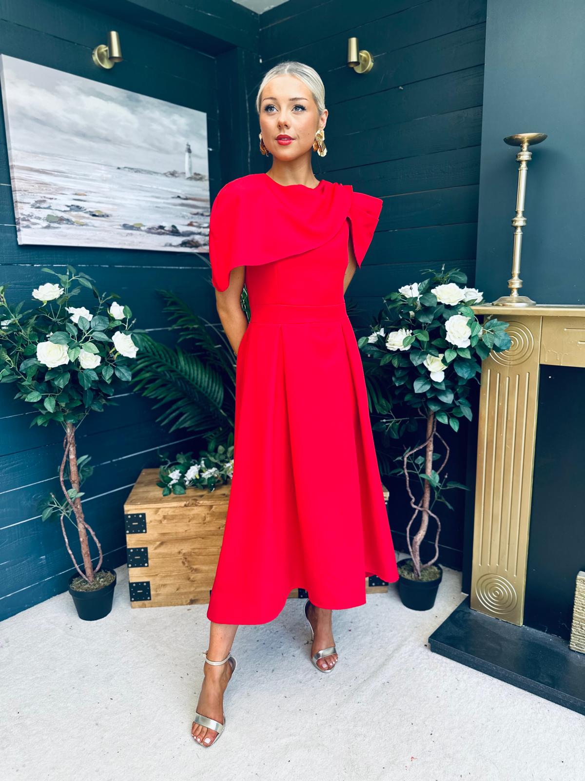 Lindsay Detailed Occasion Dress Red