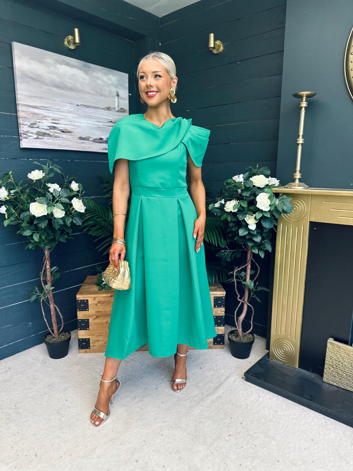 Lindsay Detailed Occasion Dress Green