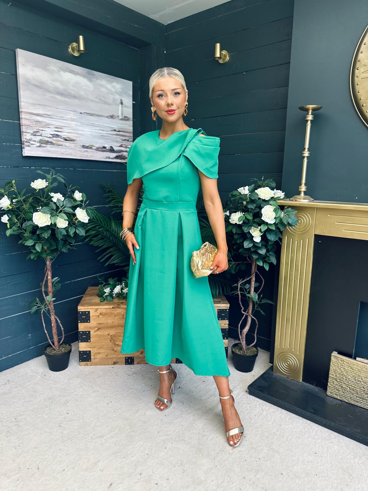 Lindsay Detailed Occasion Dress Green