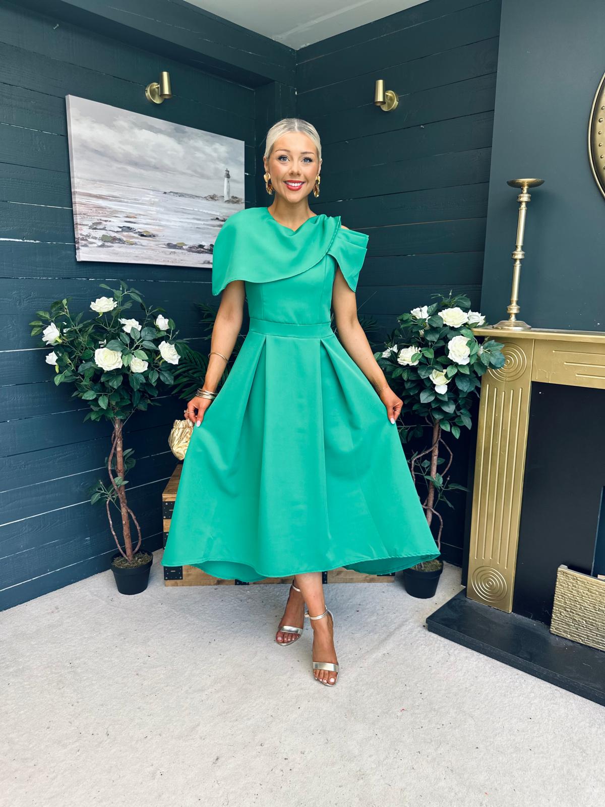 Lindsay Detailed Occasion Dress Green