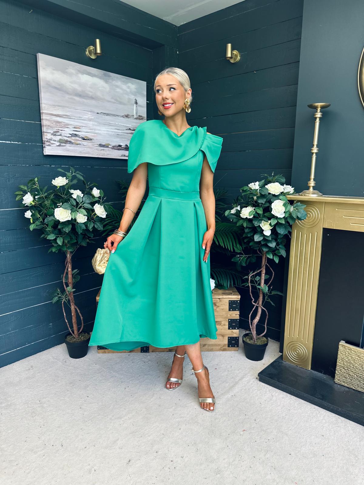 Lindsay Detailed Occasion Dress Green