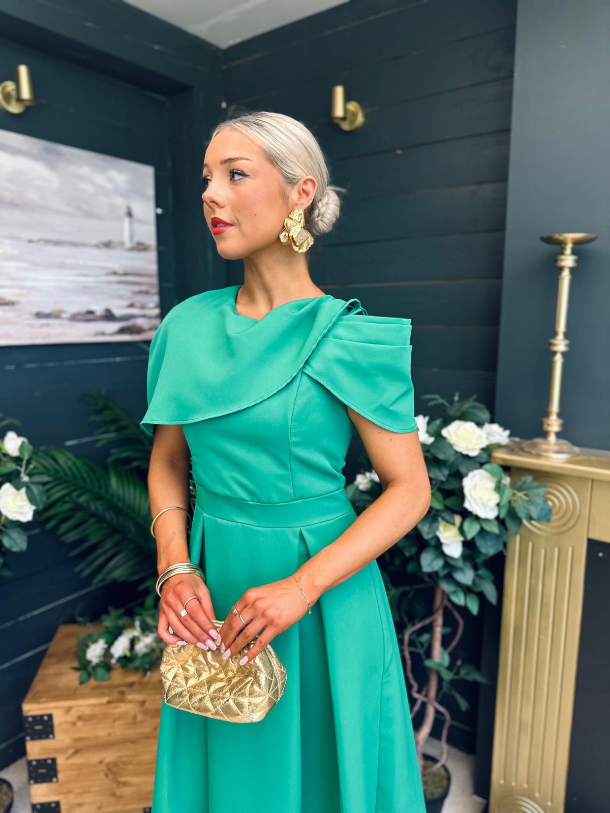Lindsay Detailed Occasion Dress Green