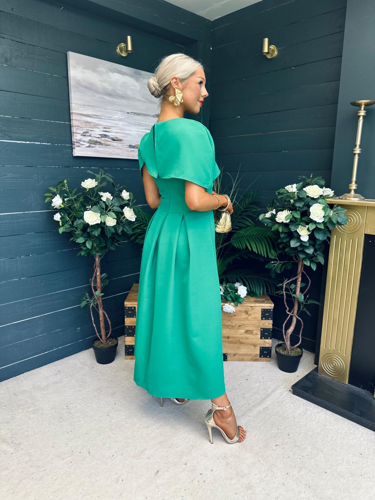 Lindsay Detailed Occasion Dress Green