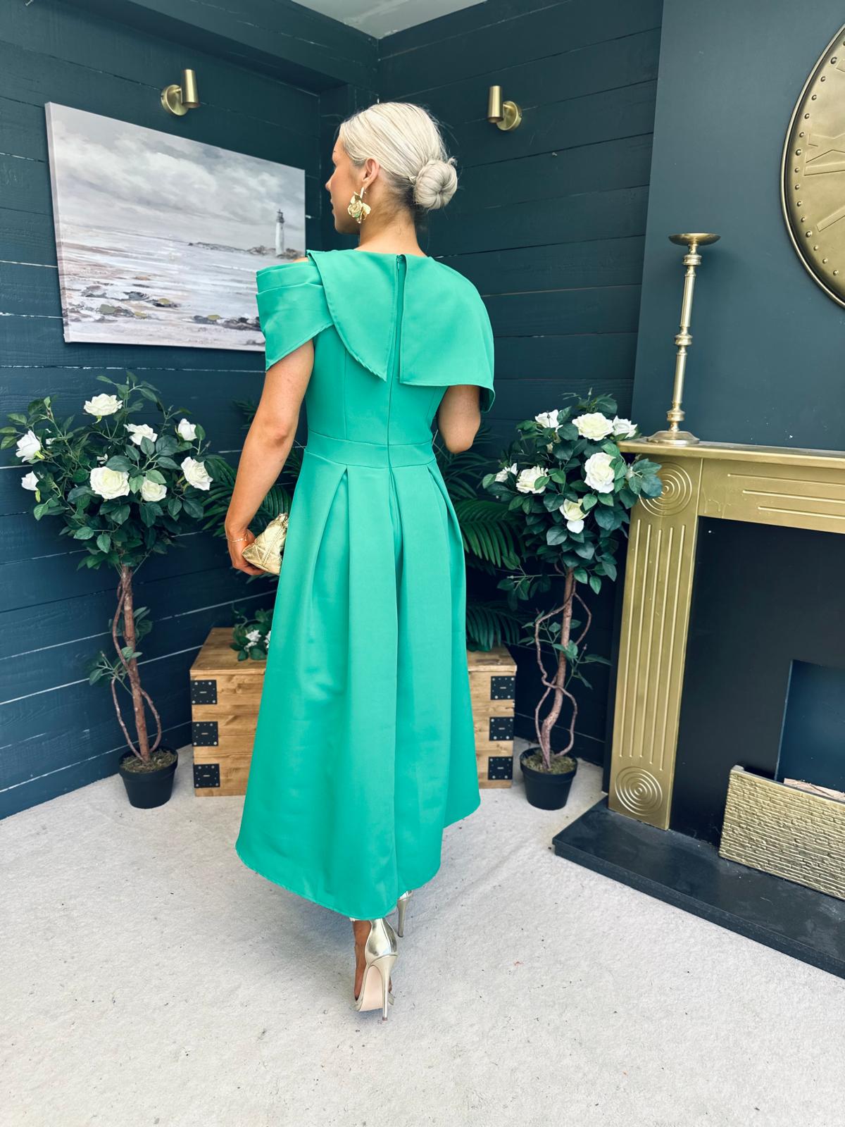 Lindsay Detailed Occasion Dress Green
