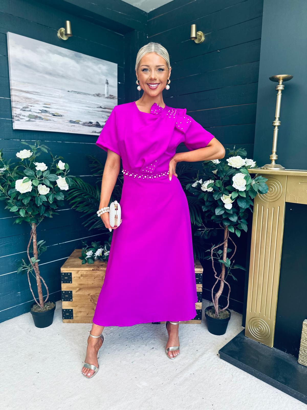 Blake Pearl Embellished Occasion Dress Orchid