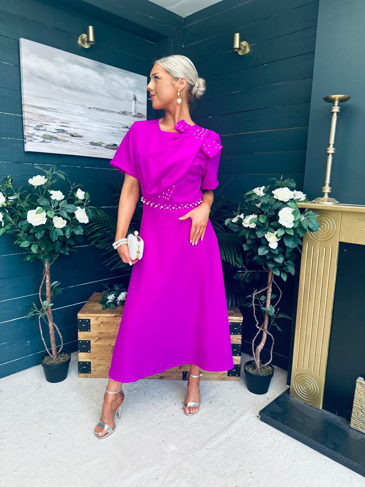 Blake Pearl Embellished Occasion Dress Orchid