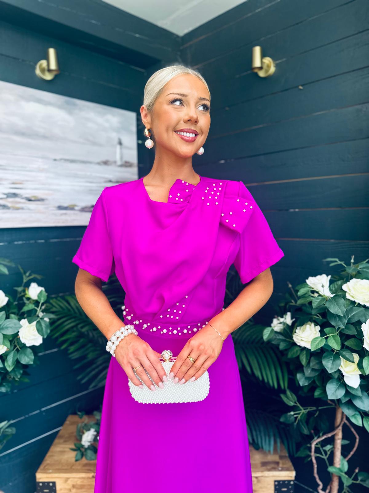 Blake Pearl Embellished Occasion Dress Orchid
